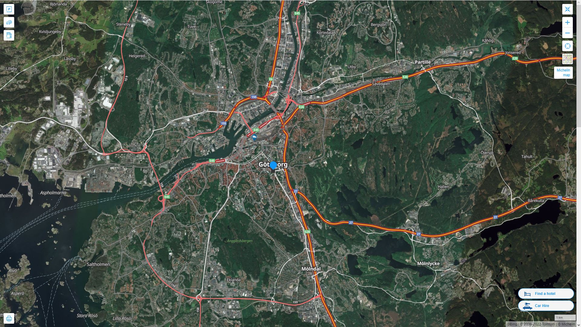 Goteborg Highway and Road Map with Satellite View